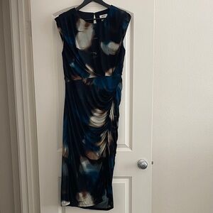 DKNY Blue and Brown Midi Dress